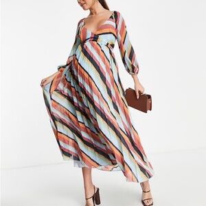 NWT MATERNITY Striped Multicolor Maxi Dress